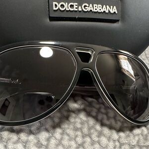 Dolce & Gabbana Polarized Black Aviator Sunglasses with Dark Lenses